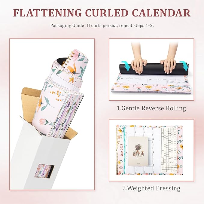 Ospelelf Wall Calendar 2025-2026 Monthly Large Pad Planner with Storage Pocket Protective Cover and Sticker for Family Fridge Office Teacher Student 17" X 22" Ditsy Floral