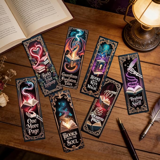 Wxiben Dark Romance Bookmarks Gifts - 120 Pcs Gothic Fantasy Skull Bookmarks Tarot Card Inspirational Book Markers Gift for Women Men Book Lovers Students Teachers Reading Supplies