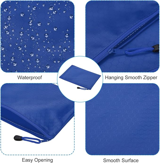 PATIKIL Waterproof Zipper File Bags, 3 Pack A5 Document Holders Pencil Pouch for Office, Blue