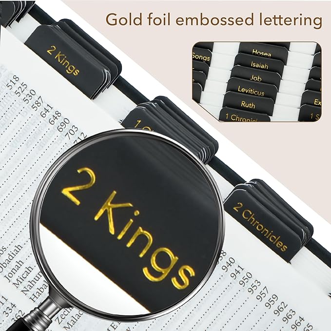 Mr. Pen- Laminated Bible Tabs, 75 pcs, Black, Gold Foil Embossed Lettering, Easy-to-Read & Apply, Tear Resistant Index Tabs for Women and Men, Bible Tabs for Men, Prayer & Scripture Navigation