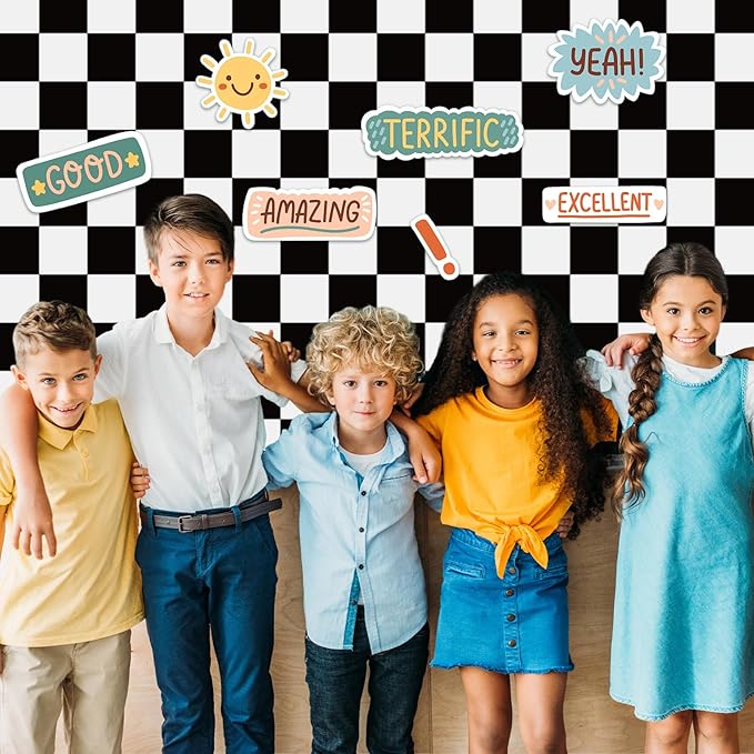 Mindsoft 48 '' x 107 '' Black and White Checkered Bulletin Board Fabric Back to School Classroom Decoration for Bulletin Board Background Decor Pillow Crafts