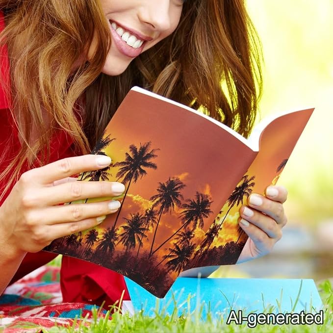 Dreaweet Sunset Palm Tree Book Covers for Book Lovers Book Sleeve Stretchable Book Cover for Hardcover,Paperback Book Sox Book Sleeves 9" X 11" School Book Protector Pouch