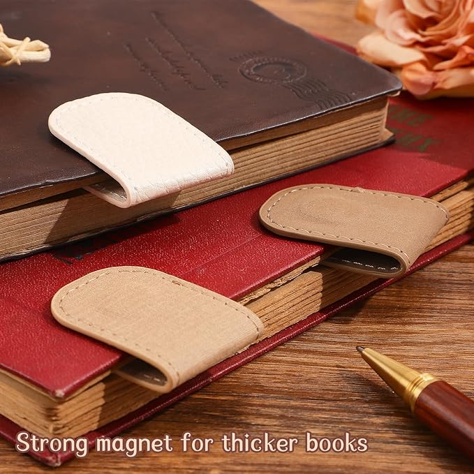 3PCS Magnetic Leather Bookmarks，Book Marks for Books, Strong Magnet Reading Accessories for Men & Women，Long-Lasting and Durable Gift Suitable for Book Lovers & Students (Cream，Light Khaki，Taupe)