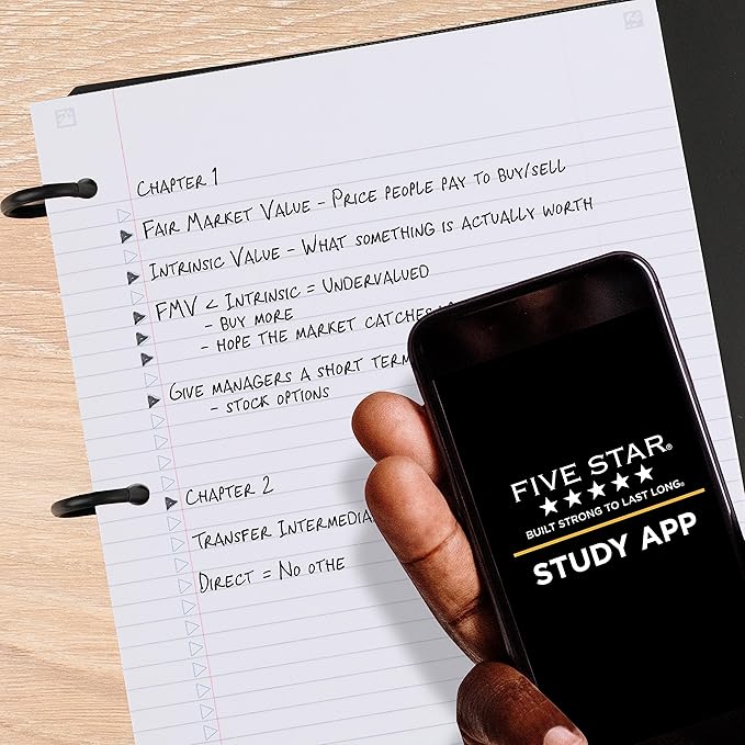 Five Star Flex Refillable Notebook + Study App, College Ruled Paper and 1-1/2 Inch TechLock Ring Binder with Pockets, Tabs and Dividers, 300 Sheet Capacity, Amethyst Purple (29324AB6) (Pack of 6)