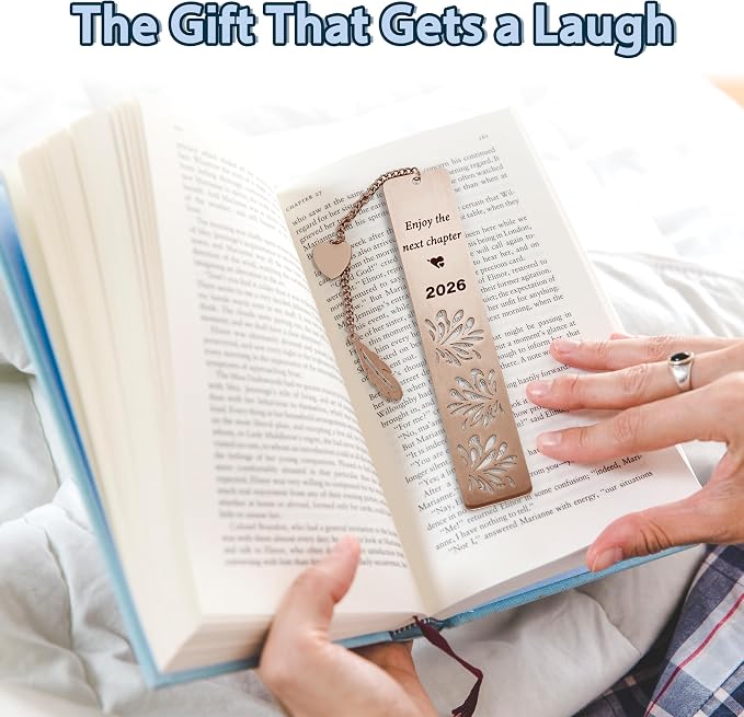 Happy Retirement Gifts 2026, Graduation Bookmark, Enjoy The Next Chapter, Stainless Steel Bookmark for Women Men, Retirement Gifts for Coworker, Teacher Appreciation Gift, Graduation Gifts, Rose Gold