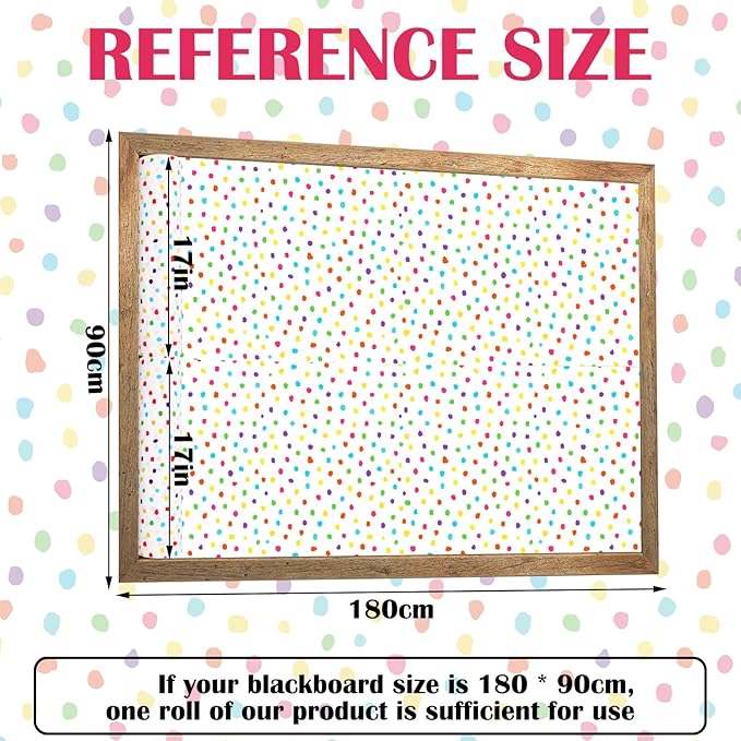 JarThenaAMCS Colorful Polka Dots Bulletin Board Roll Waterproof Erasable Bulletin Board Paper Roll for DIY Craft Drawing Painting Office Classroom Wall Decoration, 17 in x 32.8 Ft