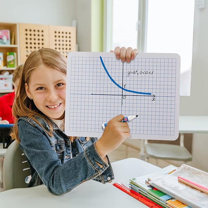 48 Pack Dry Erase XY Axis Graph Lap Boards 9'' x 12'' Double Sided White Boards Dry Erase Lapboards Math Student White Boards Double Sided Dry Erase Board with Erasers for School Classroom Supplies