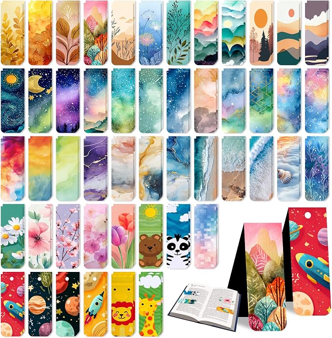 100 Pcs Magnetic Bookmarks Bulk, Cute Magnet Bookmark Page Clips - Magnetic Book Marks for Reading, Book Lovers, Teacher, Students, Women, Men – Party Favors, Teacher Gift, Bookmark Gift (Unique)