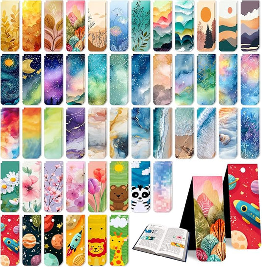 100 Pcs Magnetic Bookmarks Bulk, Cute Magnet Bookmark Page Clips - Magnetic Book Marks for Reading, Book Lovers, Teacher, Students, Women, Men – Party Favors, Teacher Gift, Bookmark Gift (Unique)