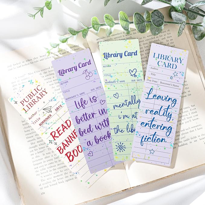 Vintage Bookmarks Bulk Gifts - 48 Pcs Library Card Paper Bookmark for Women Girls Students Book Lovers Retro Quote Page Marks School Reading Accessories Bookish Gift for Birthday Graduation