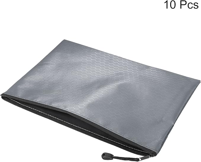 PATIKIL Waterproof Zipper File Bags, 10 Pack A4 Size Document Pocket Storage Organizer Pouch for Travel Office Supply, Gray