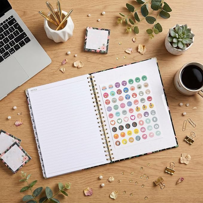 Planner 2026-2027, Weekly and Monthly Academic Planner, Jul 2026 - Jul 2027, 8.5"x11" Large Hardcover Daily Planner Calendar with Tabs for Women, Year Planning Agenda for Teacher and Student (Flowers-2)