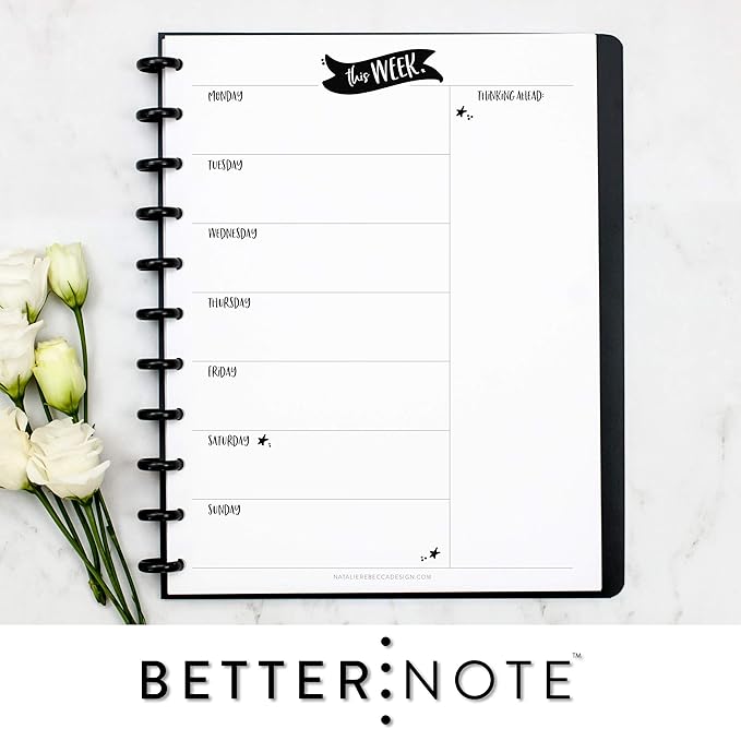 BetterNote This Week Refill Pages for Disc Notebooks, Fits Big Happy Planner, Levenger Circa, Staples Arc, Talia (Whimsy- 6 months, 11-Disc, 8.5"x11")