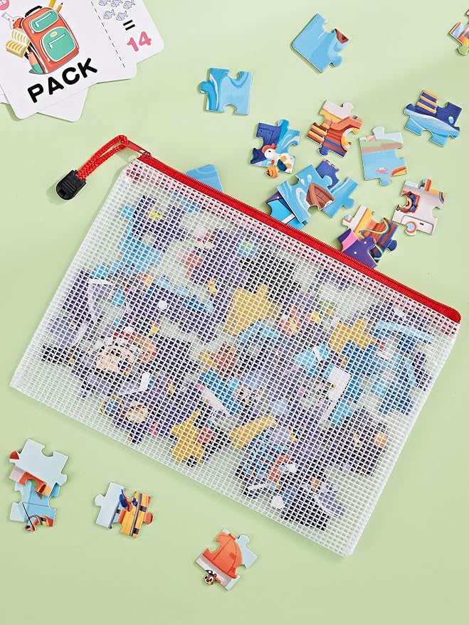 JARLINK 30 Pack 10 Colors Zipper Mesh Document Pouch, 6x9 Inch/A5, Plastic Water-Resistant File Bags, for School Office Supplies, Cosmetics Travel Storage, Assorted Color