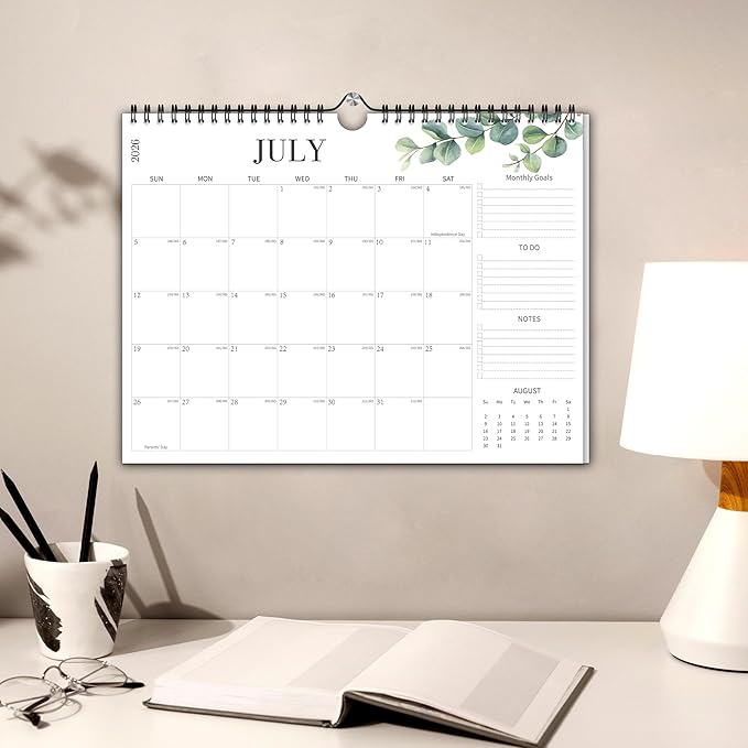 Aesthetic Wall Calendar 2026, 18 Monthly Horizontal Calendar January 2026 to June 2027, 14.5" x 11.5" Modern Wall Hanging Calendar for School, Home, Office for Monthly Organizing & Planning