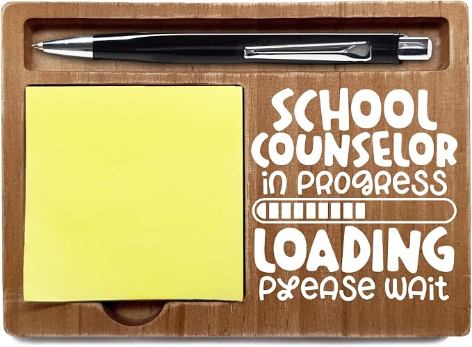School Counselor Office Decor Gifts, Wooden Desk Note Pen Holder, Inspirational Quotes Office Desk Decor, Thank You Teachers Day Gifts for Teacher Colleague Family Friends-A25