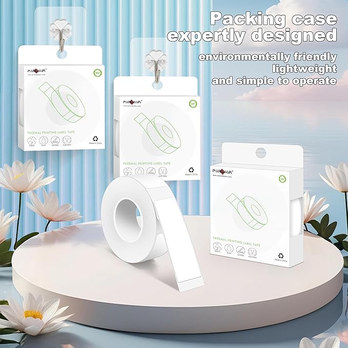 PARLAIM Label Maker Tape,14X50MM(1/2" X1 7/8") Thermal Label Stickers,Thermal self-Adhesive Labels Compatible with D30 Label Maker,Thermal Label Paper for Home/Office 520PCS/4Rolls White