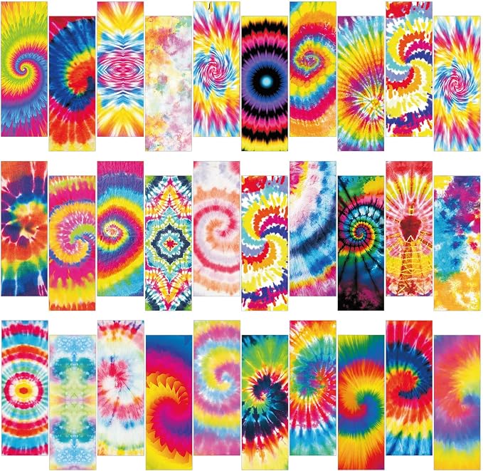Chinco 120 Pieces Bookmarks for Kids Set Cute Book Marks Gifts for Kids Cartoon Inspirational Motivational Paper Bookmark Pack for Book Lovers Adults Teacher Women Funny Reading Gift(Tie Dye)