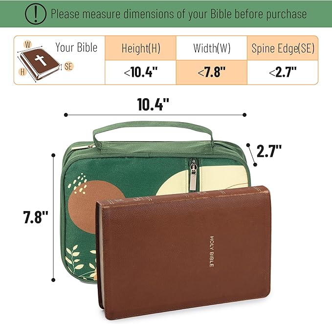 Mr. Pen- Bible Cover Case, Carrying Book Case with Durable Handle and Zippered Pocket, Bible Protective Church Bag for Men & Women, Christian Gifts, Dark Green