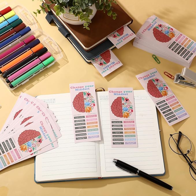TaoBary 100 Pcs Inspirational Bookmarks Bulk Back to School Gifts Paper Positive Motivational Encouraging Affirmation Card from Teacher Classroom