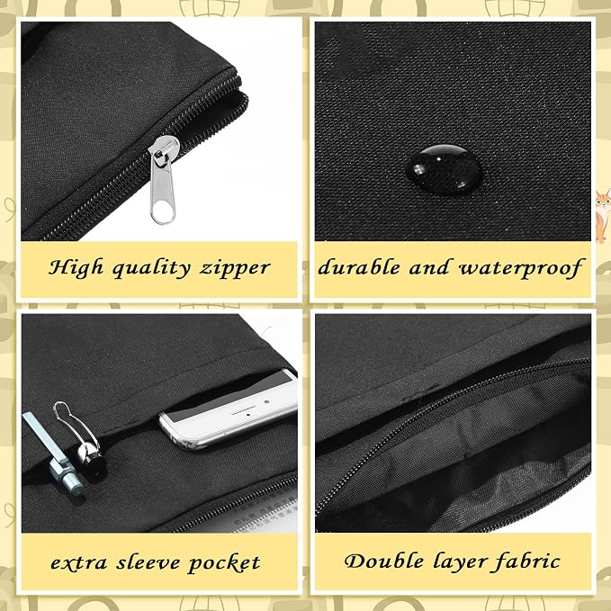 Roowest 3 Pcs Book Protector Sleeve with Zipper Covers Protector Bag Pouch for Book Lovers Bookish Holiday Festival Gifts Canvas Paperback Cover Washable Pouch Pocket 11 x 8.7 Inch(Black)