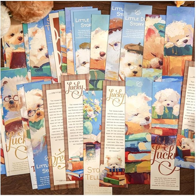 Cute Funny Animal Theme Colorful Bookmarks, 30 PCS (Dog Story)