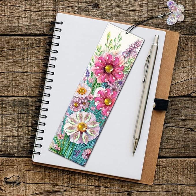 ARTopet 6Pcs DIY Diamond Art Painting Bookmarks with Colorful Butterfly Pendant PET Bookmark Ornament Double Sided Pattern Single Sided Diamond Book Marker Clip Gifts Tags