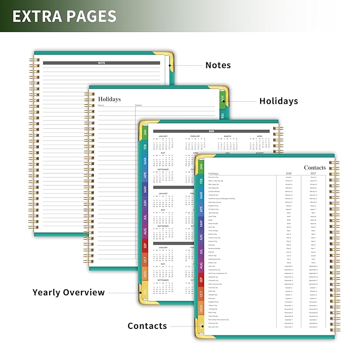 Planner -2026, Hardcover Weekly & Monthly Calendar Planner, January 2026 - December 2026, 6" x 8", Daily Agenda Book with Colorful Tabs, College Organizer Notebook, School & Work Supplies for Student Teacher Classroom