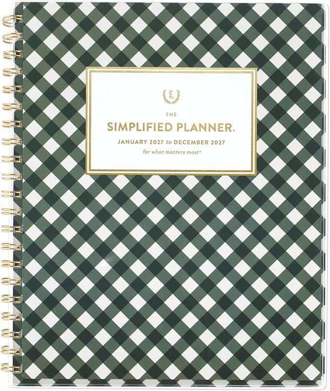 AT-A-GLANCE 2027 Planner, Simplified by Emily Ley, Weekly & Monthly, 8.5" x 11", Customizable, Camp Gingham (EL58-901-27)