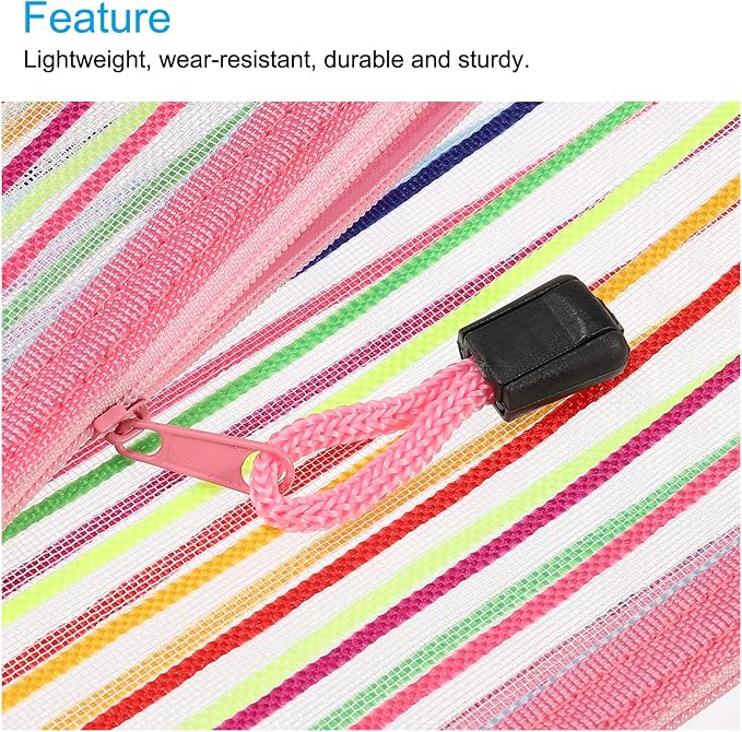 MECCANIXITY Mesh Zipper Pouches, A5 Colorful Pencil Case Document File Bags Storage Organizer for Office Supply Travel Accessory, Pink Pack of 6