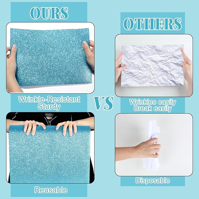 Glitter Bulletin Board Roll Light Blue Bulletin Board Paper Sparkle Blue Wrapping DIY Art Crafts Fade Resistant Wrinkle Resistant Poster for Classroom Office Home Backdrop Decoration 15.7" x 40 Ft