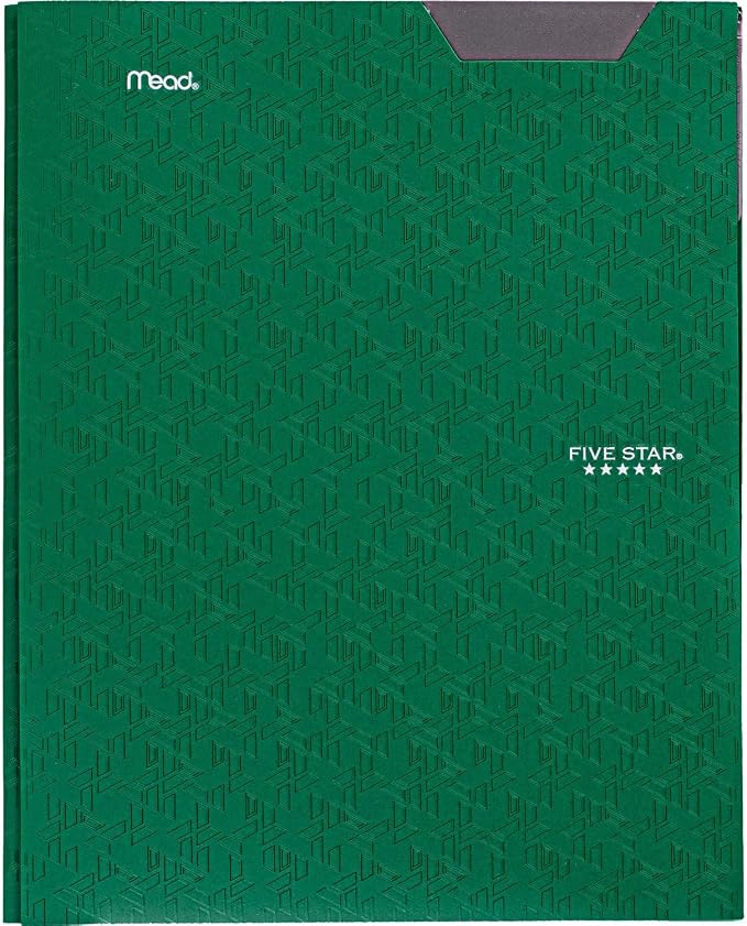 Five Star 2-Pocket Folder,Plastic Folder with Stay-Put Tabs and Prong Fasteners,Holds 8-1/2" x 11" Paper,Black,Fire Red,Forest Green,Pacific Blue (38048),(Pack of 24)