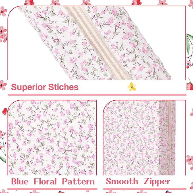 Aliceset Large Bible Cover Case for Women, Pink Floral Quilted Cotton Bible Carrying Case Organizer Bag with Handle and Zipper, for Christian Easter Gifts, Study Supplies Accessories