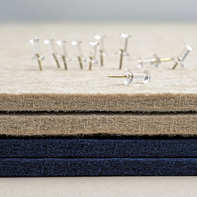 Lightomorrow Bulletin Board, 36 x 24 inches Felt Board - Decorative Pin Board, Cork Board Alternative for Wall, 3' x 2' Foldable Self-Adhesive Vision Board Prayer Board with 20 Pushpins - Dark Blue