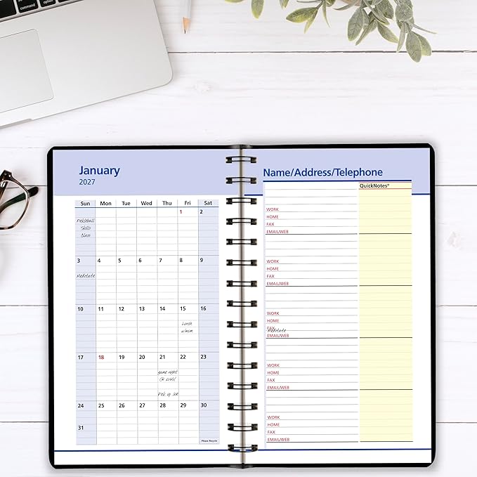 AT-A-GLANCE 2026 Appointment Book Planner, Daily & Monthly, 5" x 8", Small, QuickNotes, Black (76040526)