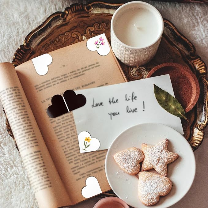 Hooqict 48Pcs Heart Magnetic Bookmarks Book Mark Sublimation Magnet Blanks Bookmark Page Clips Bulk for Reading Women Book Lovers Gifts Student Teacher School Office Supplies