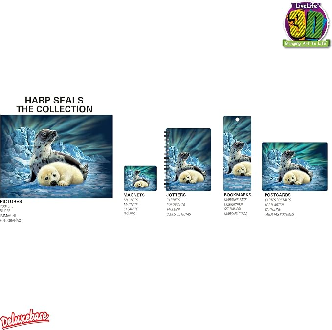 3D LiveLife Bookmark - Harp Seals from Deluxebase. Cute Lenticular Seal Page Marker. Animal Themed Accessories for Book Lovers. Small Gifts for Men, Women, Writers and Teachers.