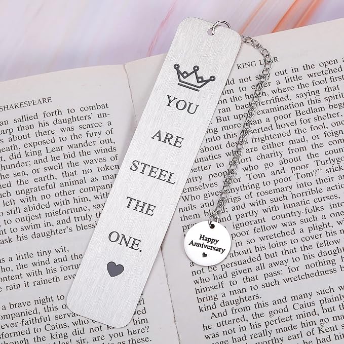 11 Year Anniversary Bookmark Gifts for Her Him Steel 11th Wedding Anniversary Romantic Couple Gift Steel Bookmark Gifts for Her Him Wife Husband Couple Women Men Book Lover Valentines Bookish Gift