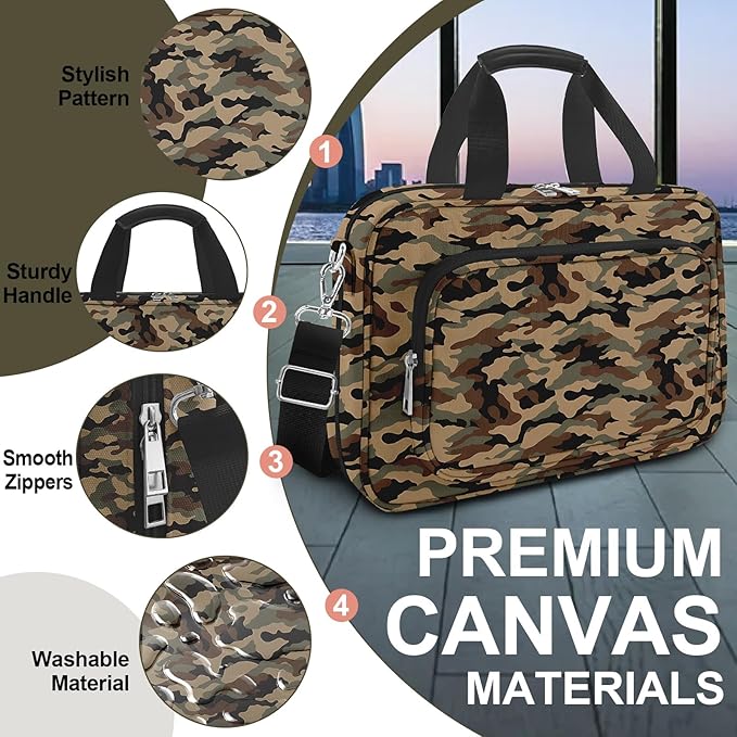 Camo Bible Case Covers for Boys, Large Bible Tote Bag for Men,Bible Carrier,Bible Holder Organizer with Shoulder Strap Zipper Pocket,Bible Study Supplies Kit With Highlighters,Tabs,Pens,Christian Gift