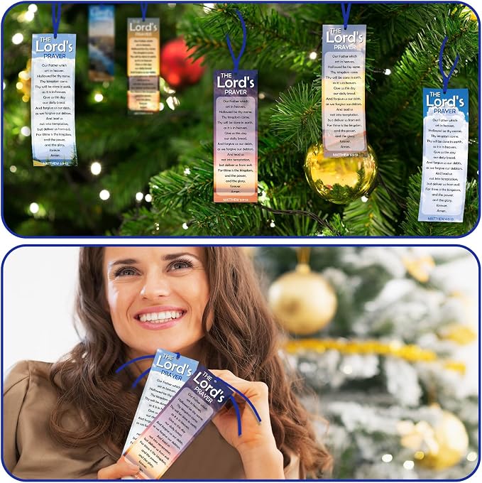 Dispowreath 60 Pcs the Lord's Prayer Religious Christian Bookmarks Church Bookmarks Gift for Teens Men Women Church Home Party Favors