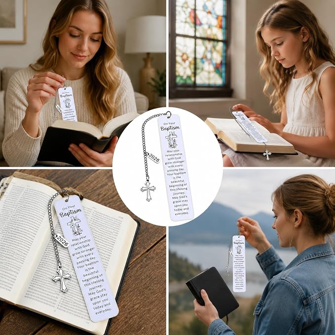 Adult Baptism Gift for Women Men, Catholic Baptism Gifts for Girls Boys, Christening Gifts for Goddaughter Godson Godchild, Bible Bookmarks