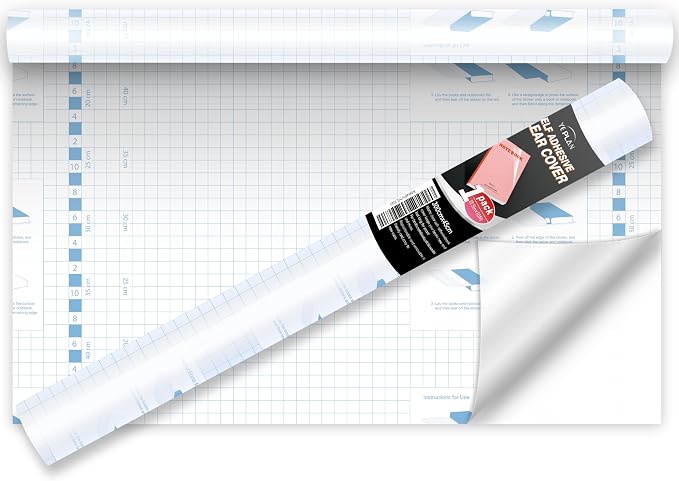 Yeplan Clear Contact Paper Roll,17.5in x 10ft,Plastic Book Covers Clear Adhesive Protective Liner to Cover Books and Documents,Contact Paper Peel and Stick