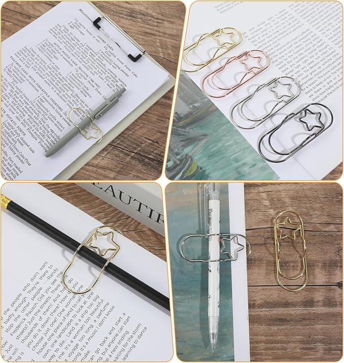 20 Pcs Metal Pen Clip, Paperclip Pen Holders for Notebooks & Planners, Multifunctional Bookmark Clips, Office School Supplies