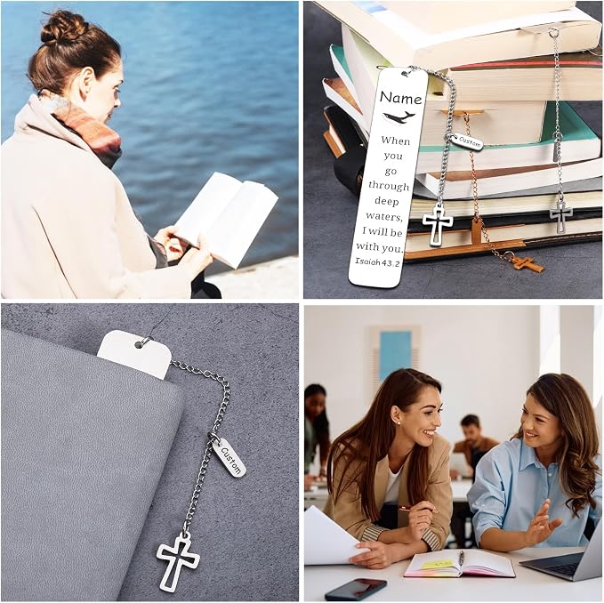 Personalized Bible Bookmarks - Custom Name Inspirational Christian Bible Religious Bookmarks Gifts for Women Men Book Lovers (Style-3)