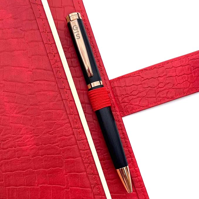 GALILEO® Double AA Big Book Cover & 12 Steps & 12 Traditions | PU Leather | Medallion Holder | AA Book Covers for Hardcover | AA Gift | Alcoholics Anonymous (Crocodile Leather/Red)