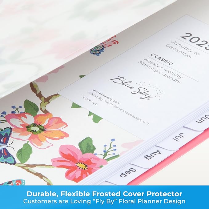 Blue Sky 2026 Weekly and Monthly Planner Calendar, January 2026 - December 2026, 5" x 8", Flexible Frosted Cover, Laminated Tabs, Durable Twin Wire Binding, Fly By