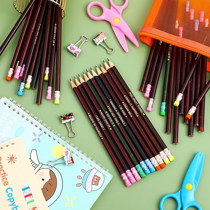 Eersida 40pcs Color Changing Mood Pencils Fun Pencils Bulk for Kids Students Motivational Pencil 2B Assorted Thermochromic Pencil with Eraser (Positive)
