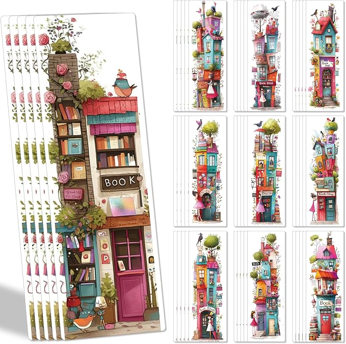 Funny Bookmark Bulk Gifts - 50 Pcs Fantasy Art Book Shop Paper Bookmarks for Women Kids Books Lovers Cute Anime Page Markers Reading Accessories Bookish Gift for Birthday Christmas New Year