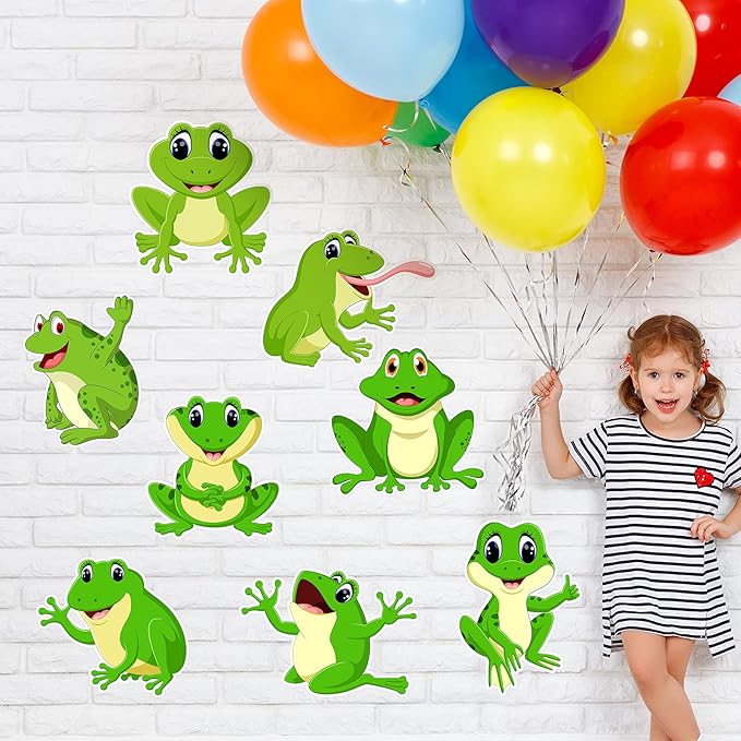 48 Pieces Frog Cutouts Classroom Bulletin Board Decorations Back to School Decorations Cute Green Frog Cutouts for Names with Glue Points for Classroom Teacher Student School Birthday Party Decor