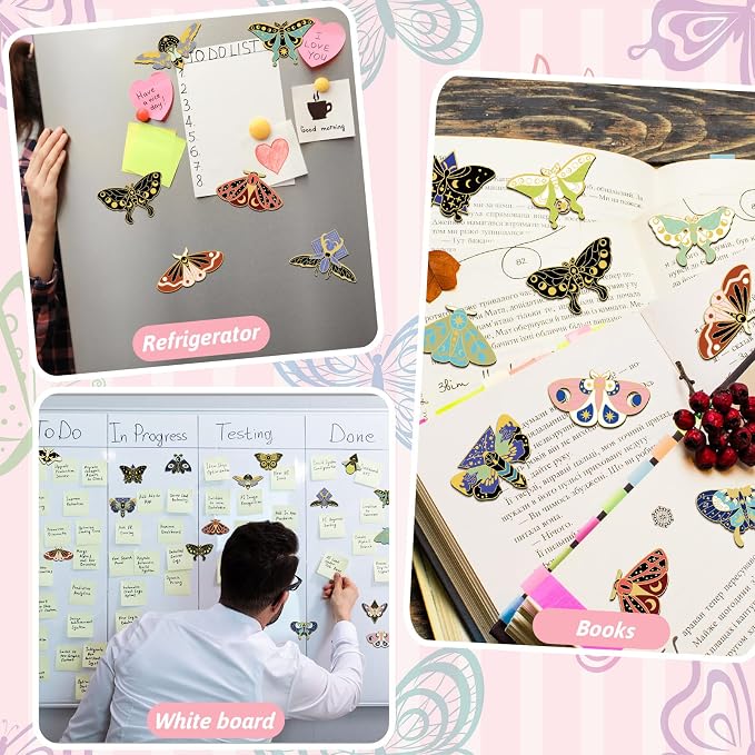 TaoBary 40 Pieces Butterfly Magnetic Bookmarks Cute Magnet Page Markers Bulk Foldable Page Clips for School Students Teachers, Book Lovers, Classroom Gifts, Women Office Reading(Vivid)